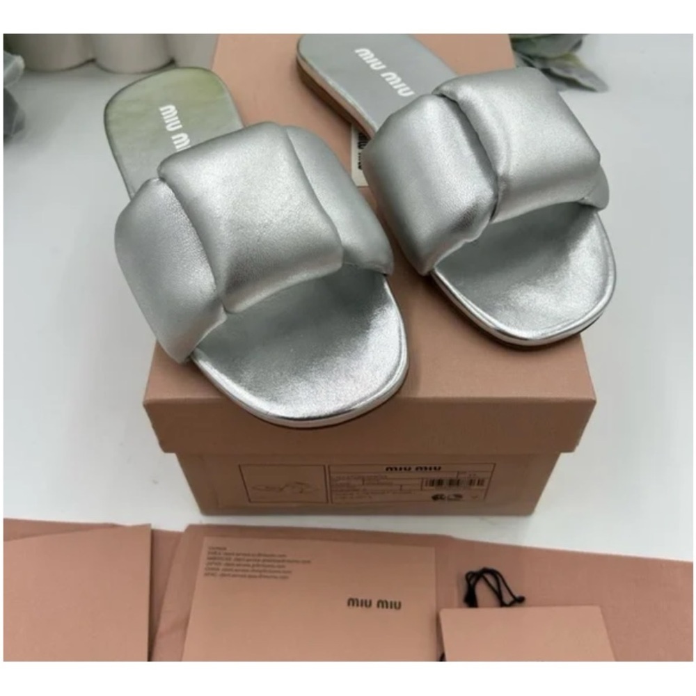 Miu Miu metallic slide sandals size 37 made in Italy - Picture 7 of 7